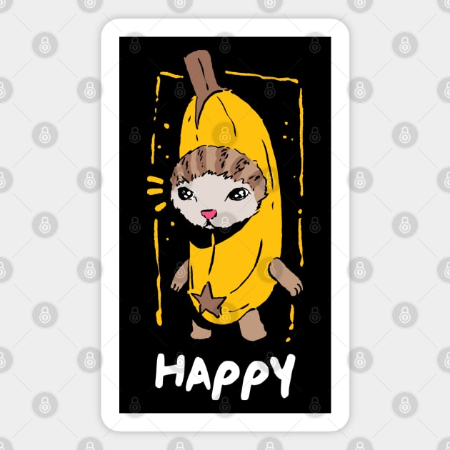 Happy Banana Cat Funny Meme Magnet by A Comic Wizard